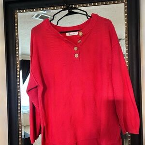 Red Button-Up Sweater set